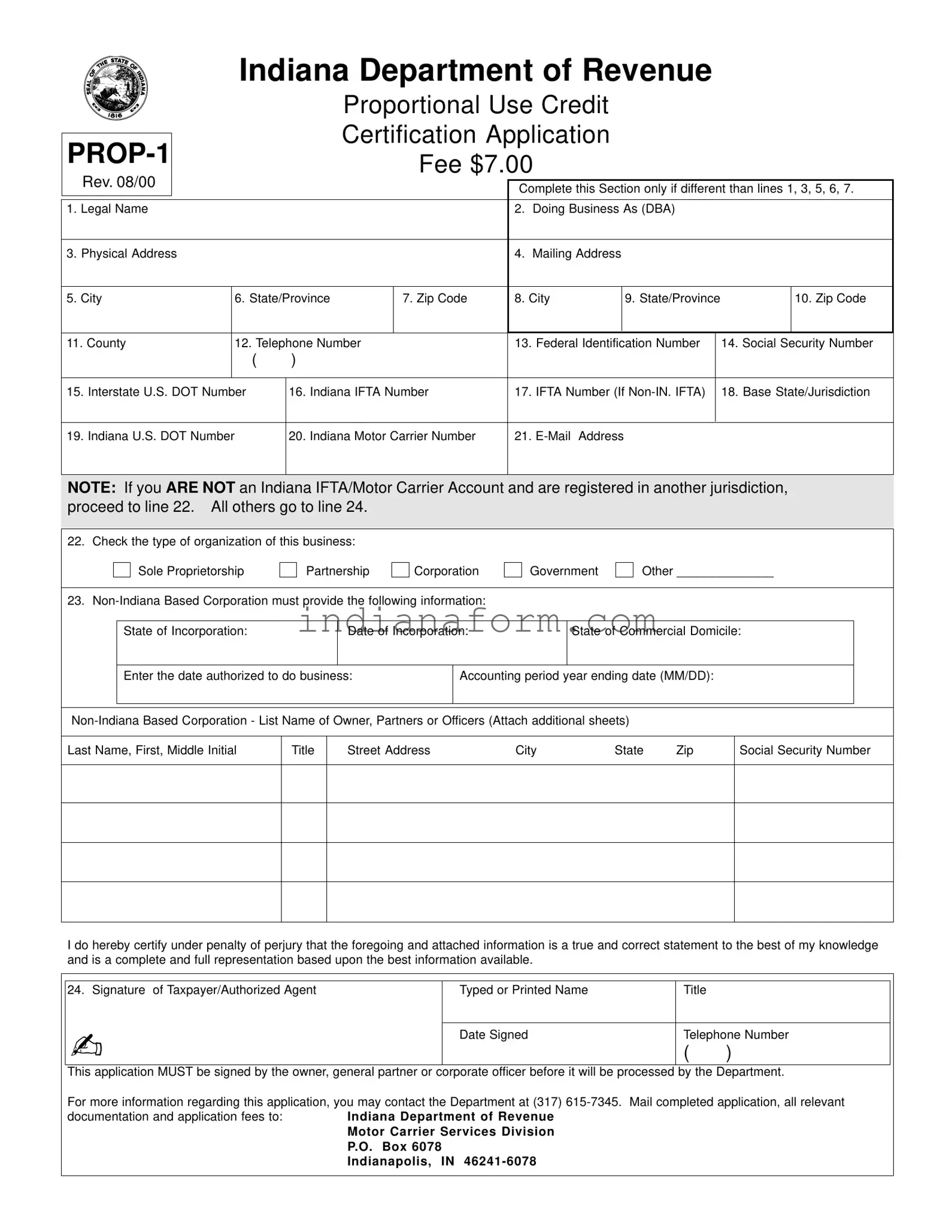 Indiana Prop 1 Form in PDF