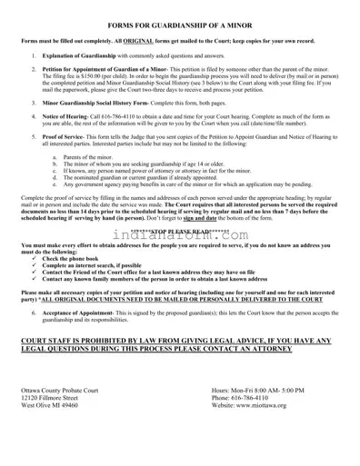 Guardianship Indiana Form in PDF