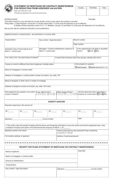 Indiana 43709 Form in PDF