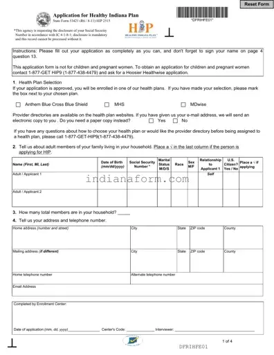 Indiana 53421 Form in PDF