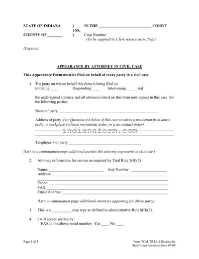 Indiana Appearance Form in PDF