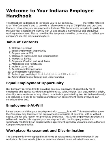 Indiana Employee Handbook Template