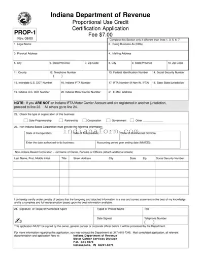 Indiana Prop 1 Form in PDF