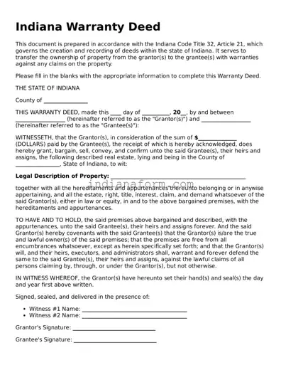 Indiana Deed Template