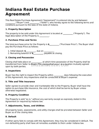Indiana Real Estate Purchase Agreement Template