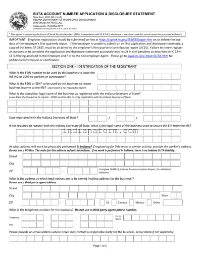 Indiana Sf 2837 Form in PDF