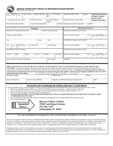 Indiana Sr21 Form in PDF