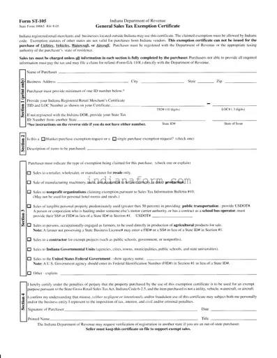Indiana St 105 Form in PDF