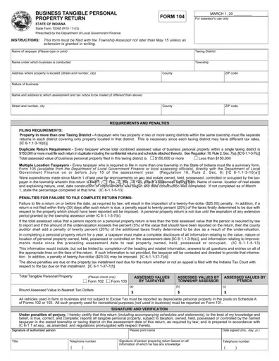 Indiana State 104 Form in PDF