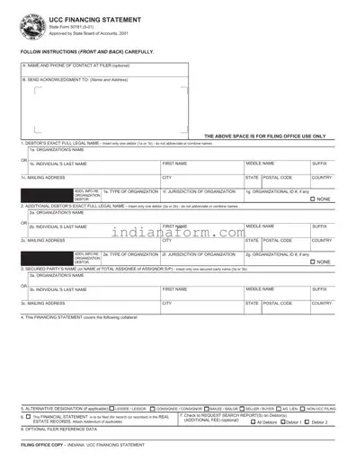 Indiana State 50181 Form in PDF