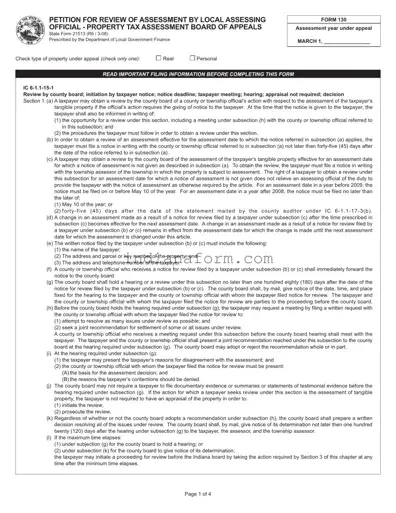 State Of Indiana 130 Short Form in PDF