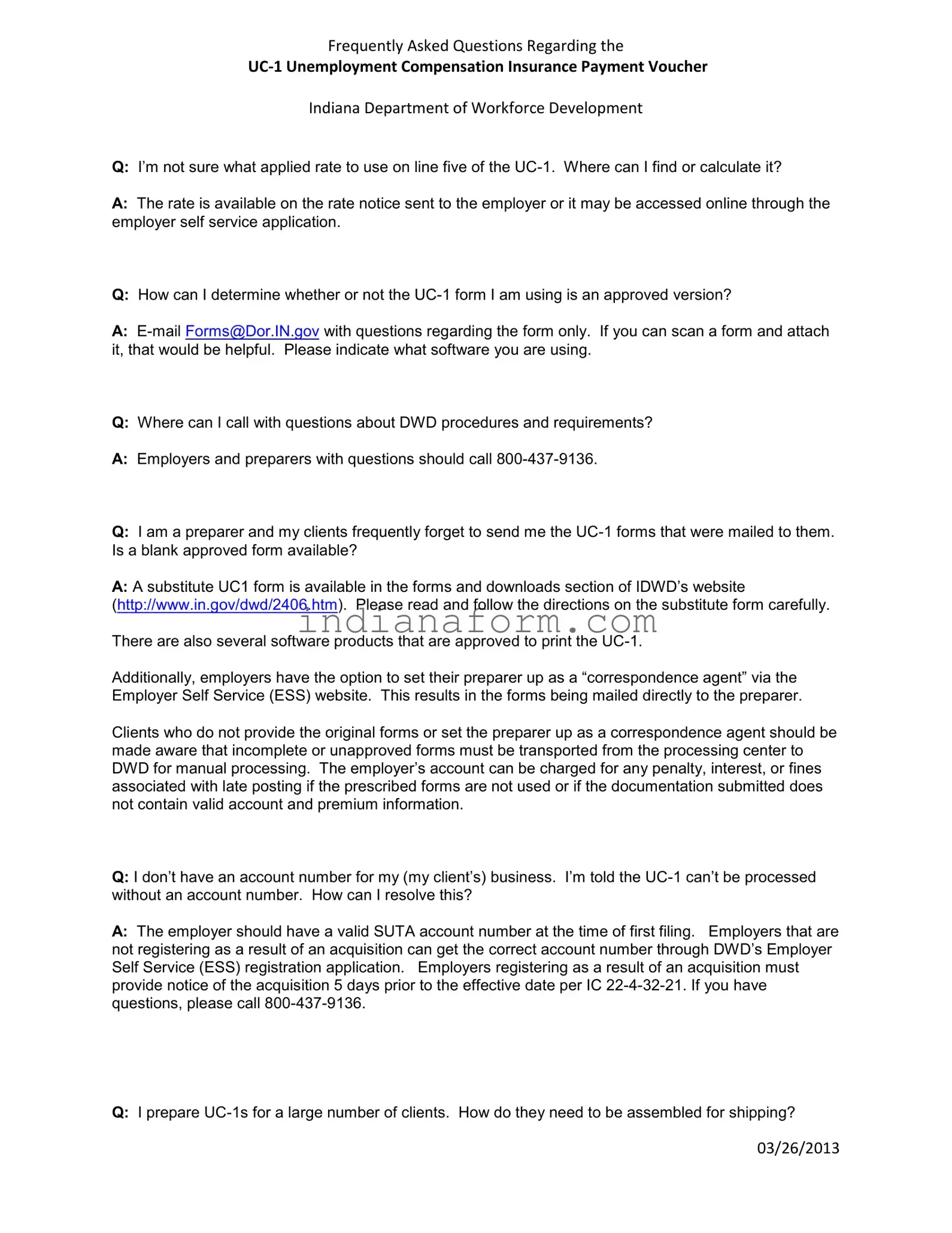 Uc1 Indiana Form in PDF